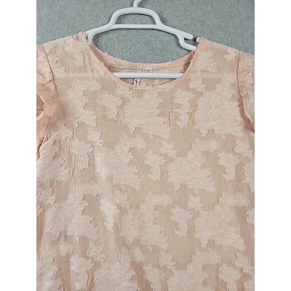 LC Lauren Conrad Peach Applique Floral Cap Sleeve Ruffled Top Women's Plus XXL - Picture 3 of 12